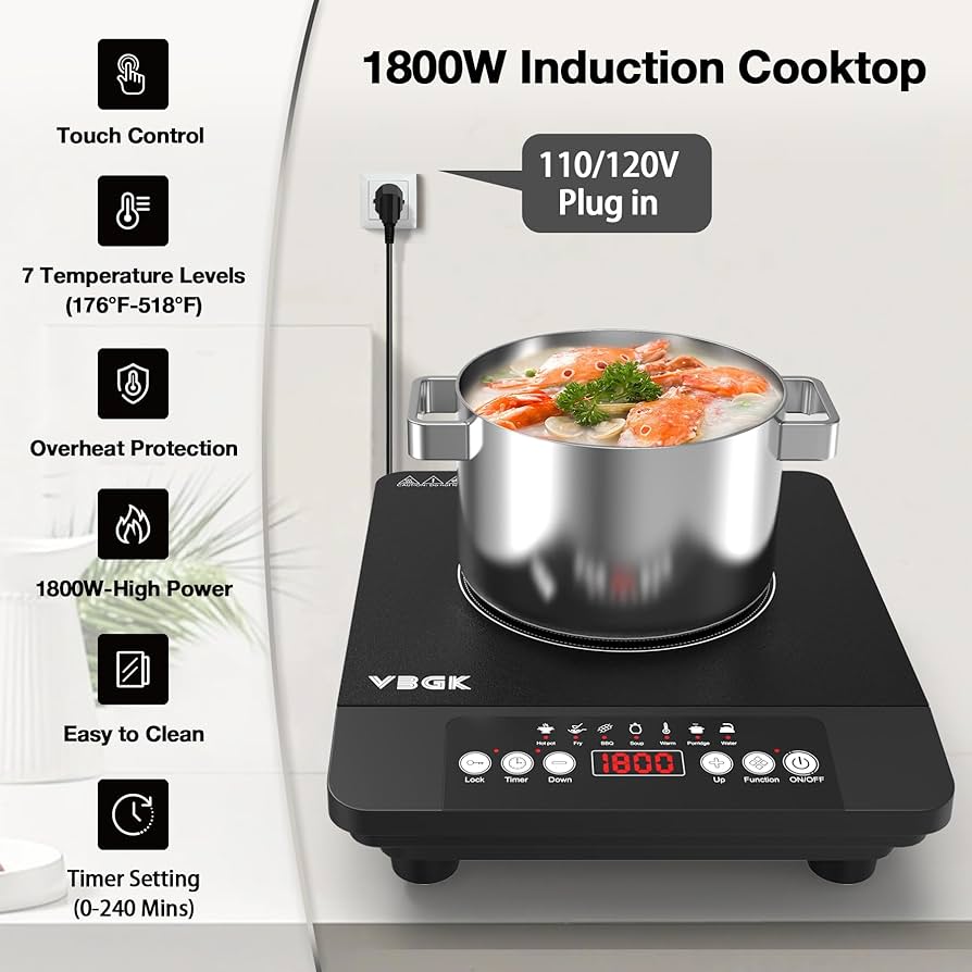 帯500枚限定　Superior , Stove God Cooks 7インチ Amazon.com: VBGK Double Induction Cooktop With Rack,110V